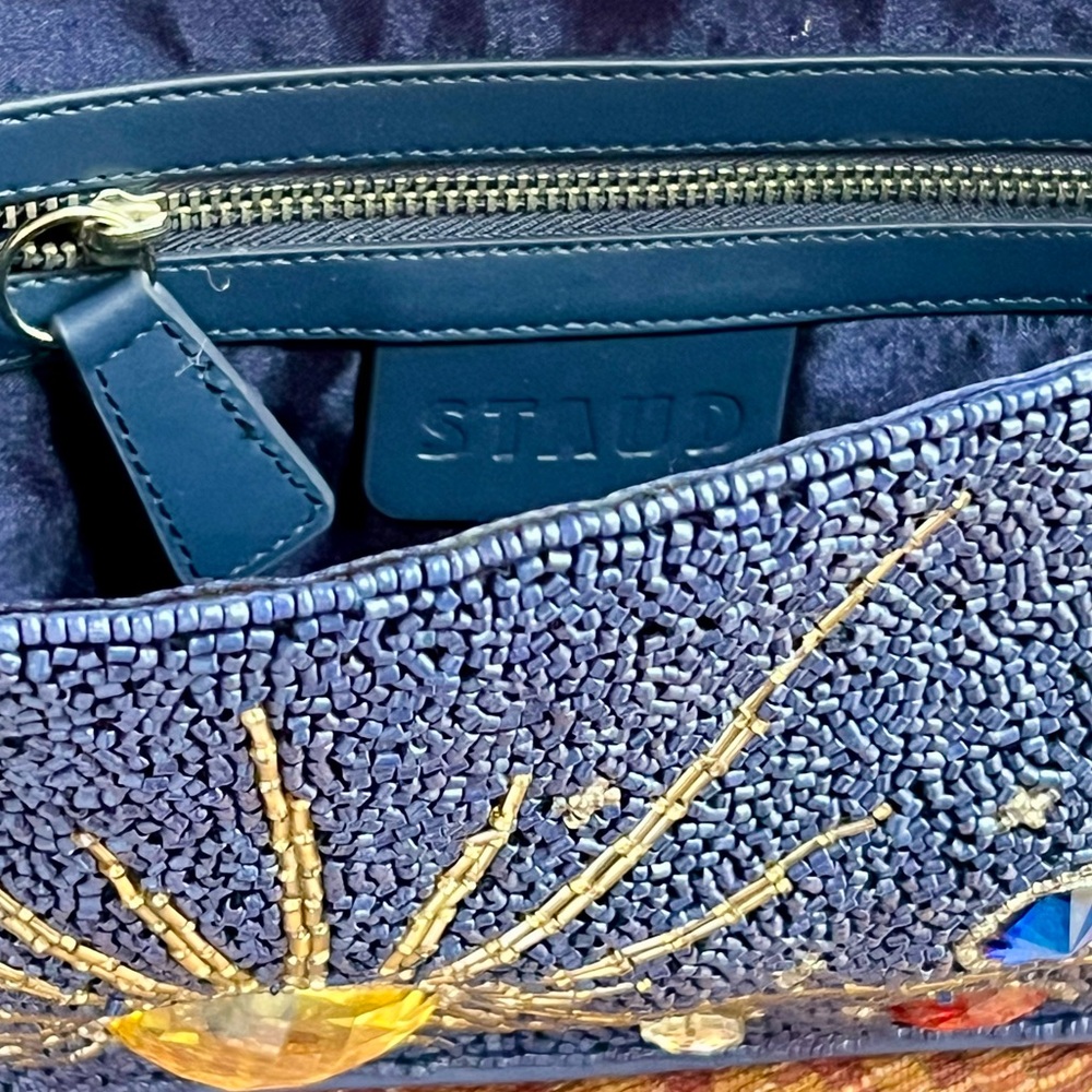 πΊπHPππΊ NWT Staud Beaded Tommy Shoulder Bag Navy Celestial π Rare π - Picture 10 of 16